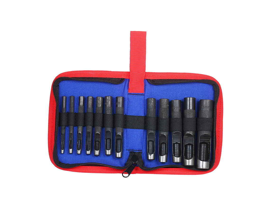 Conjunto de 12 furadores de couro reforçados e profundos para cintos, pulseiras de relógio, bolsas e tecido de lona (3-16 mm)