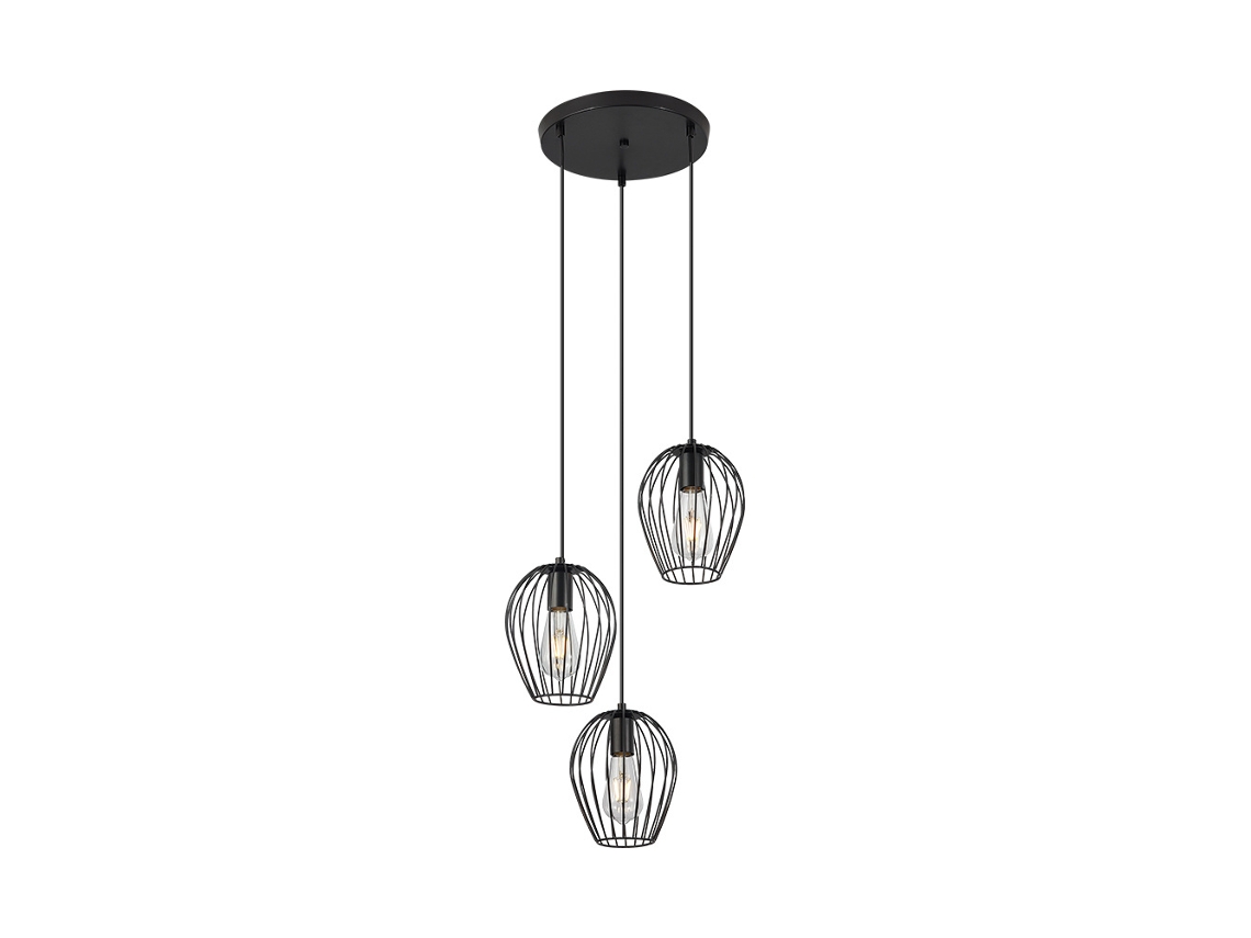 Suspensão Decorativa Em Metal Preto Com Grade E27 Diâmetro 450mm Braytron
