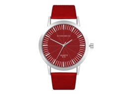 Reloj De Pulsera De Cuarzo Con Correa De Pu Para Mujer Y Hombre Estilo Casual Rojo