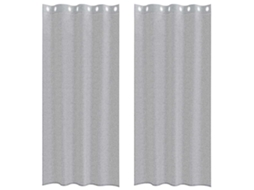 Conjunto 2 Cortina De Voile Vidaxl Cinzento Poliéster (245 X 140 Cm)