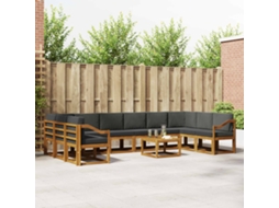 Vidaxl Conjunto De Sofás Para Exterior 11 Unid. Natural E Antracite