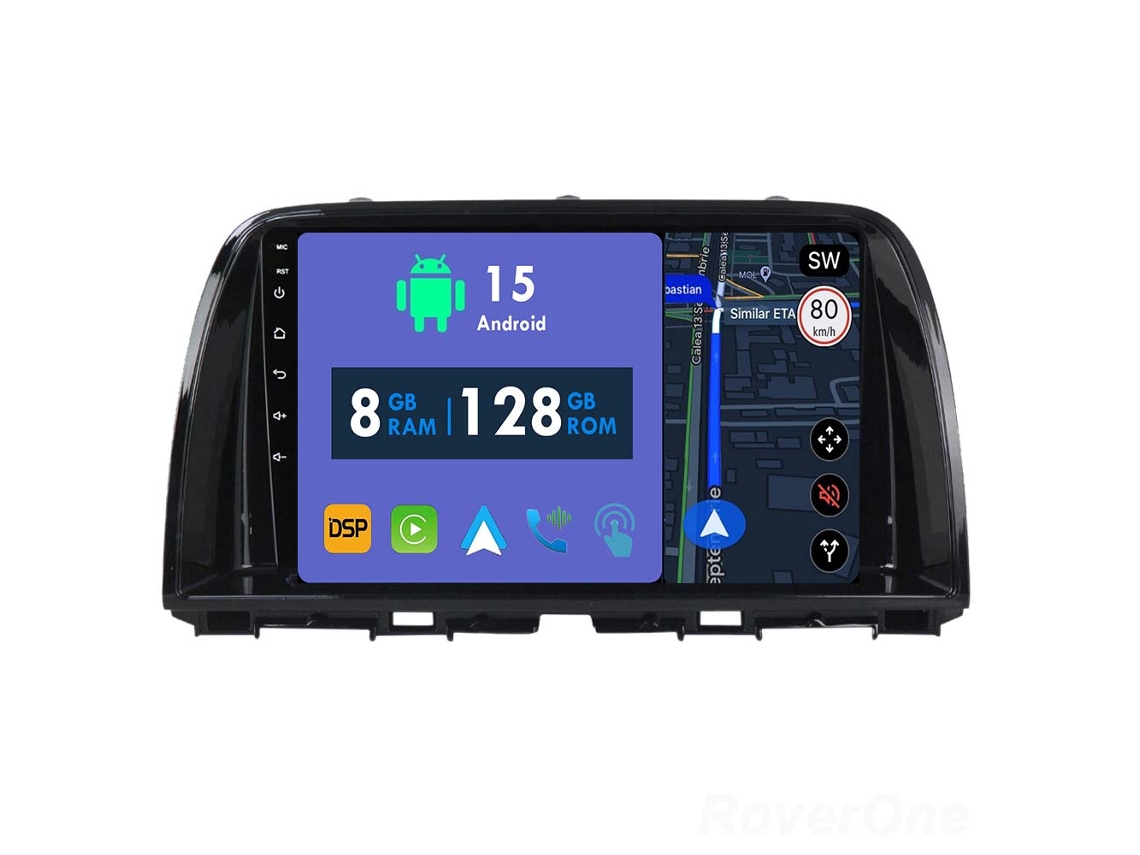 Auto Rádio Carro Bluetooth Autoradio 8GB RAM 128G ROM CarPlay Navegação GPS Ecrã Táctil RoverOne para Mazda CX5 CX-5 CX 5 2012-2015  