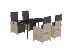 Conjunto de 5 Jantar para Jardim com Almofadões Cinzento Claro MAISON EXCLUSIVE
