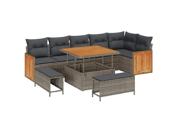 Maison Exclusive - Conjunto De Sofá De Jardim Com Almofada 9 Pcs Cinzeto