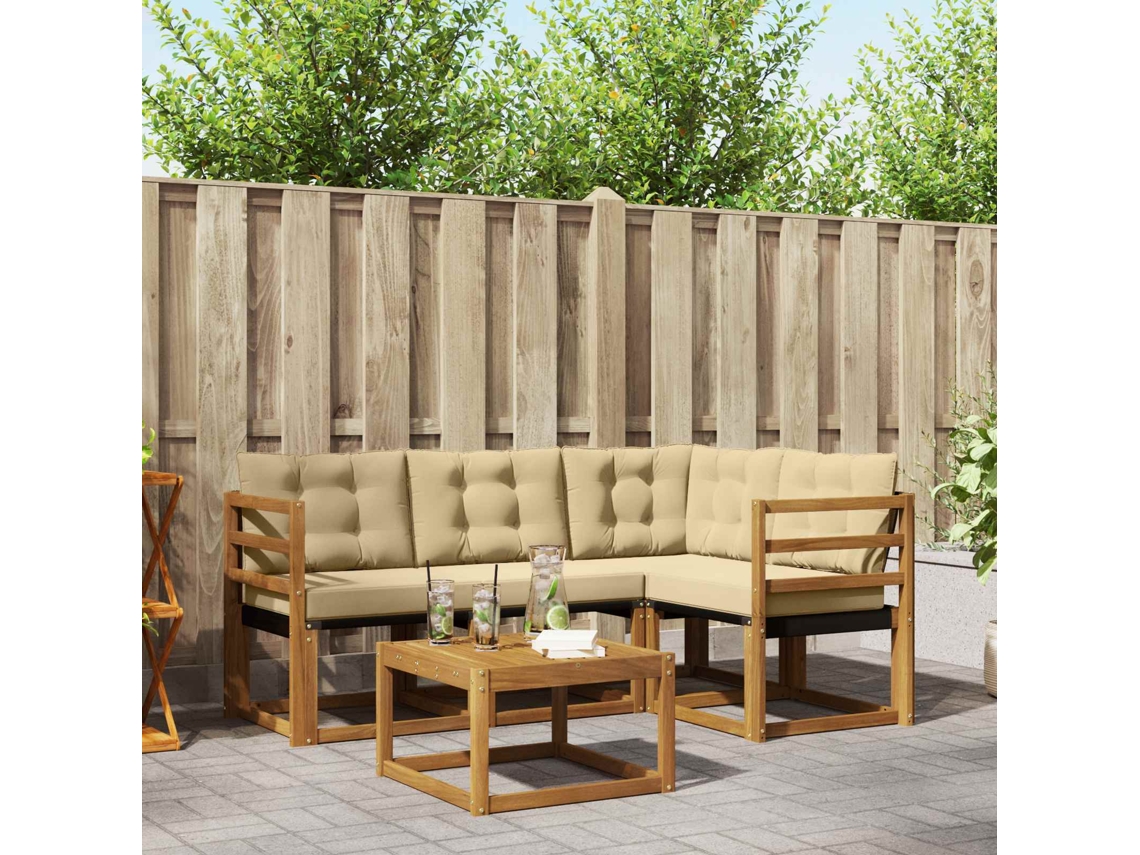 Vidaxl Conjunto De Sofás Para Exterior 5 Unid. Natural E Bege