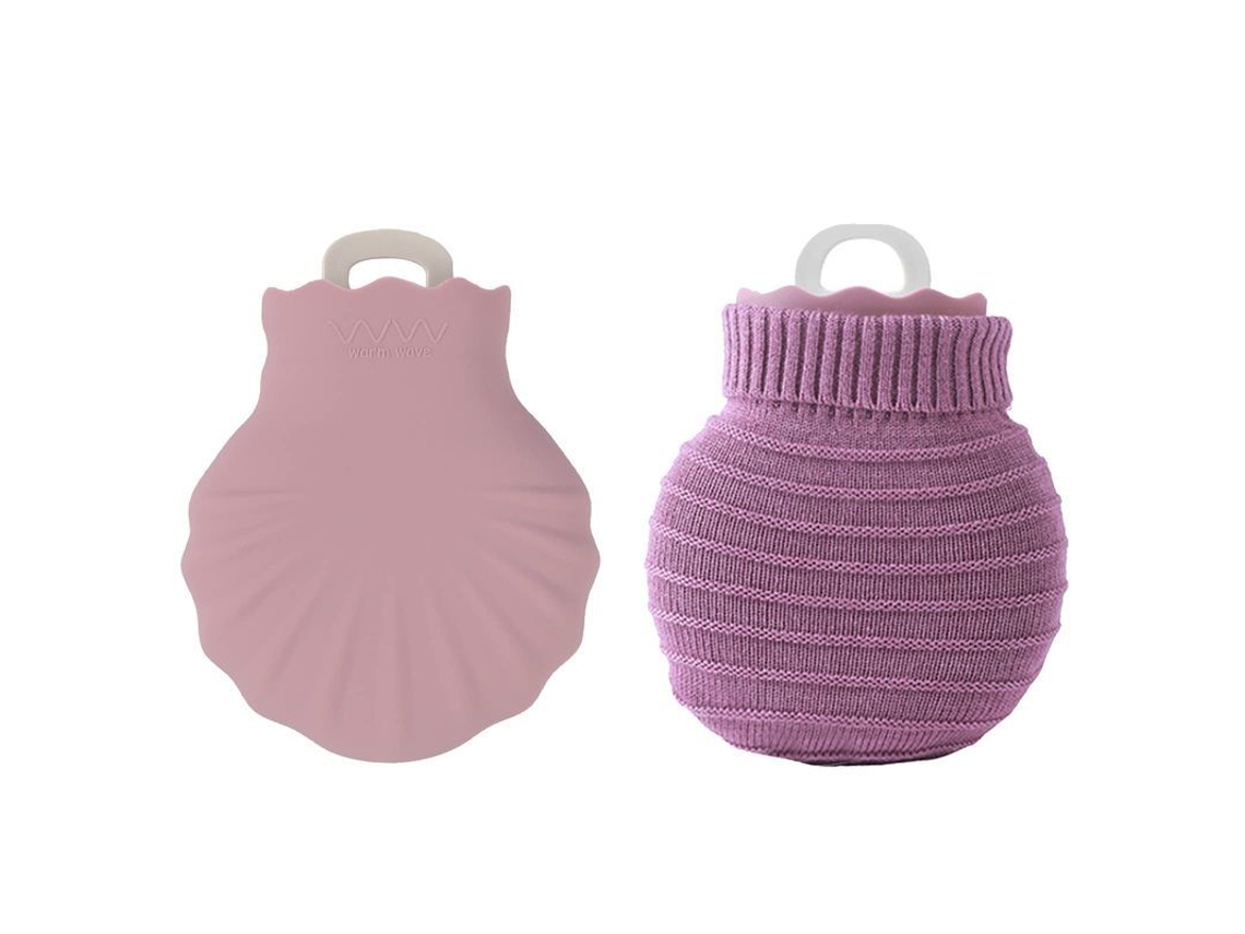 Botella De Água Quente Linjou Mini Anti-explosiva Com Capa Tecida Para Mãos (roxa)