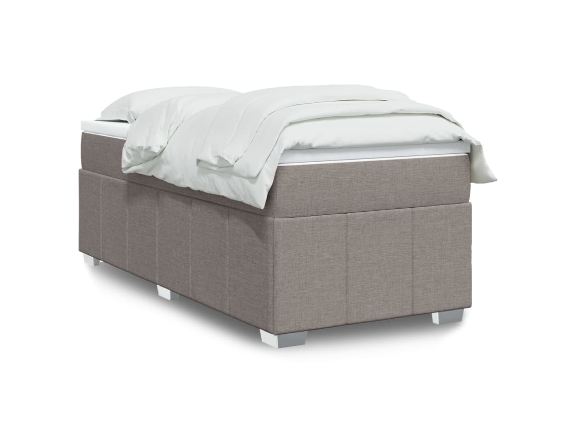 Vidaxl Cama Com Molas/colchão 90x200 Cm Tecido Castanho-acinzentado
