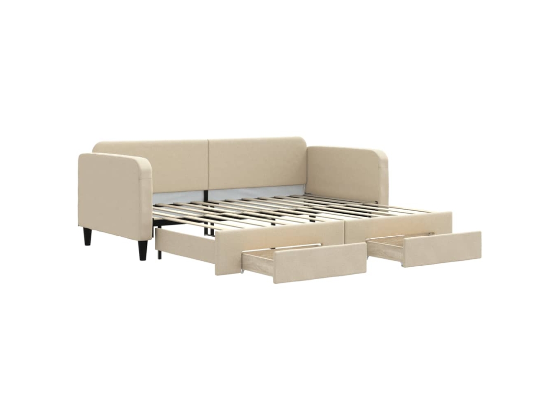 Sofá-cama Com Gavetão Vidaxl Creme Tecido