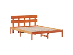 Conjunto 1 Estrutura Da Cama Vidaxl Castanho Madeira De Pinho Maciça (140 X 200 Cm)