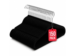 Cabides de Veludo Antiderrapantes Pack 150 Preto com gancho 360° COM-FORT HOUSE