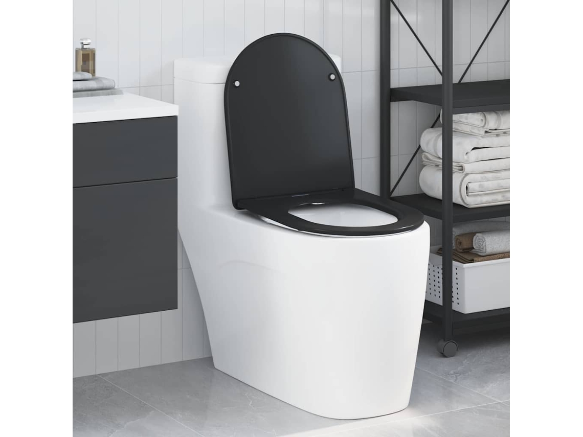Vidaxl Assento De Vaso Sanitário Preto 47 X 36 X 3,4 Cm Duroplast