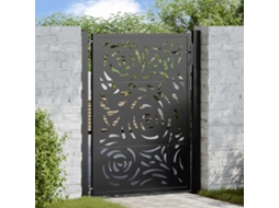 Vidaxl Portão De Jardim Preto 100x125 Cm Aço Design Chama