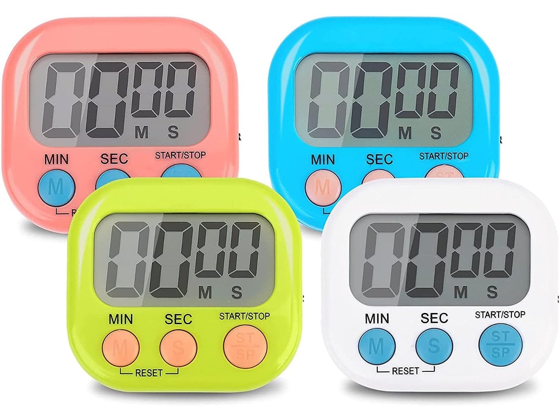 Pacote Com 4 Temporizadores Digitais Com Ímã E Suporte, Compatível Com Uso Em Escolas, Cozinhas E Academias Jun Slowmoose