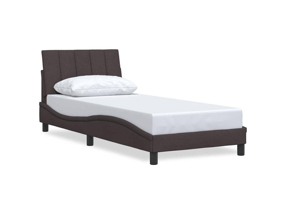 Estrutura de Cama Sem Colchão Hanko 80x200cm Tecido Castanho escuro MAISON EXCLUSIVE