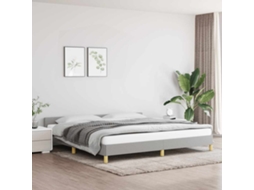 Estrutura De Cama Sem Colchão 200x200 Cm Tecido Cinzento-claro
