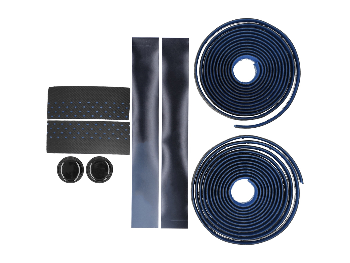 Cintas De Manillar Para Bicicleta De Carretera Transpirable Antideslizantes Con Tapones De Manillar Azul Negro