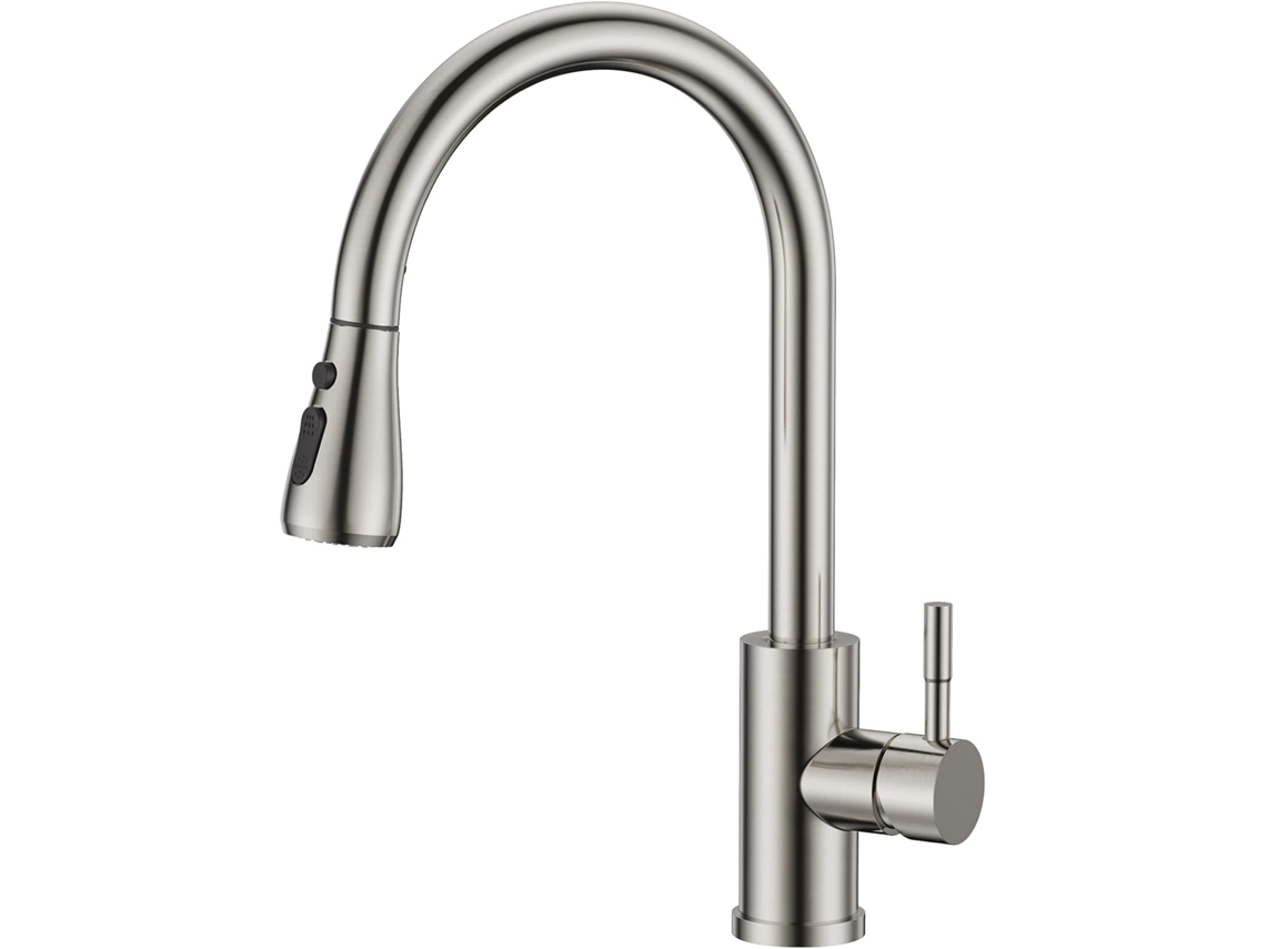 Torneira Misturadora De Cozinha, Misturador De Cozinha Com Ducha Extensível, Bico Alto Retrátil Em Aço Inoxidável Para Conexões Padrão Britânicas