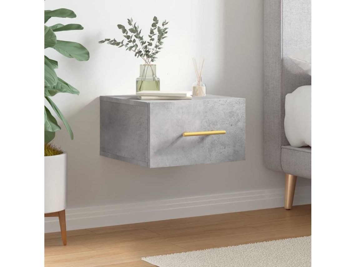 Vidaxl Mesa Cabeceira Montagem Na Parede 35x35x20 Cm Cinzento Cimento