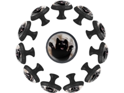 Puxadores Redondos Para Armários De Cozinha, Puxadores Para Gavetas De Cômoda, 12 Peças, Gatinho Preto, Puxadores Para