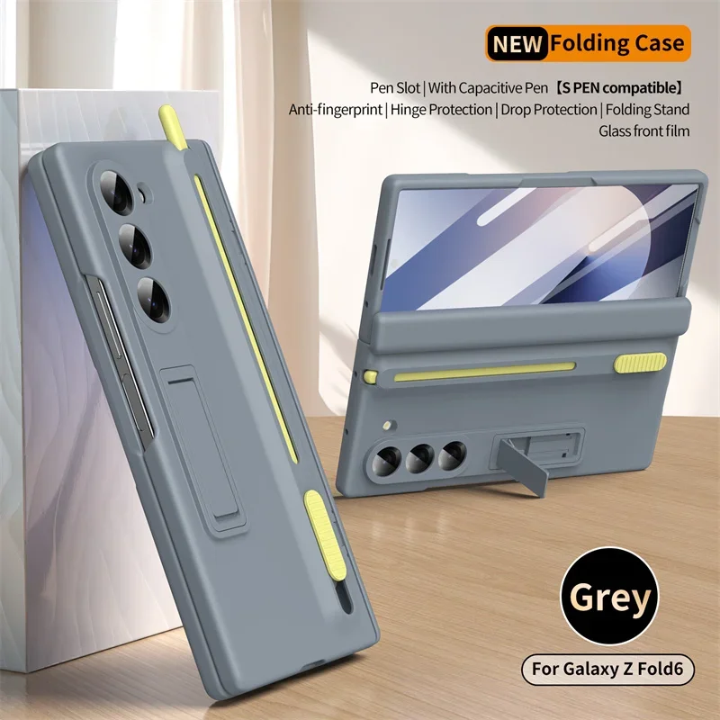 (cinza, Galaxy Z Fold7) Capa Para Celular, Proteção De Tela, Armazenamento Retrátil, Com Compartimento Para Caneta