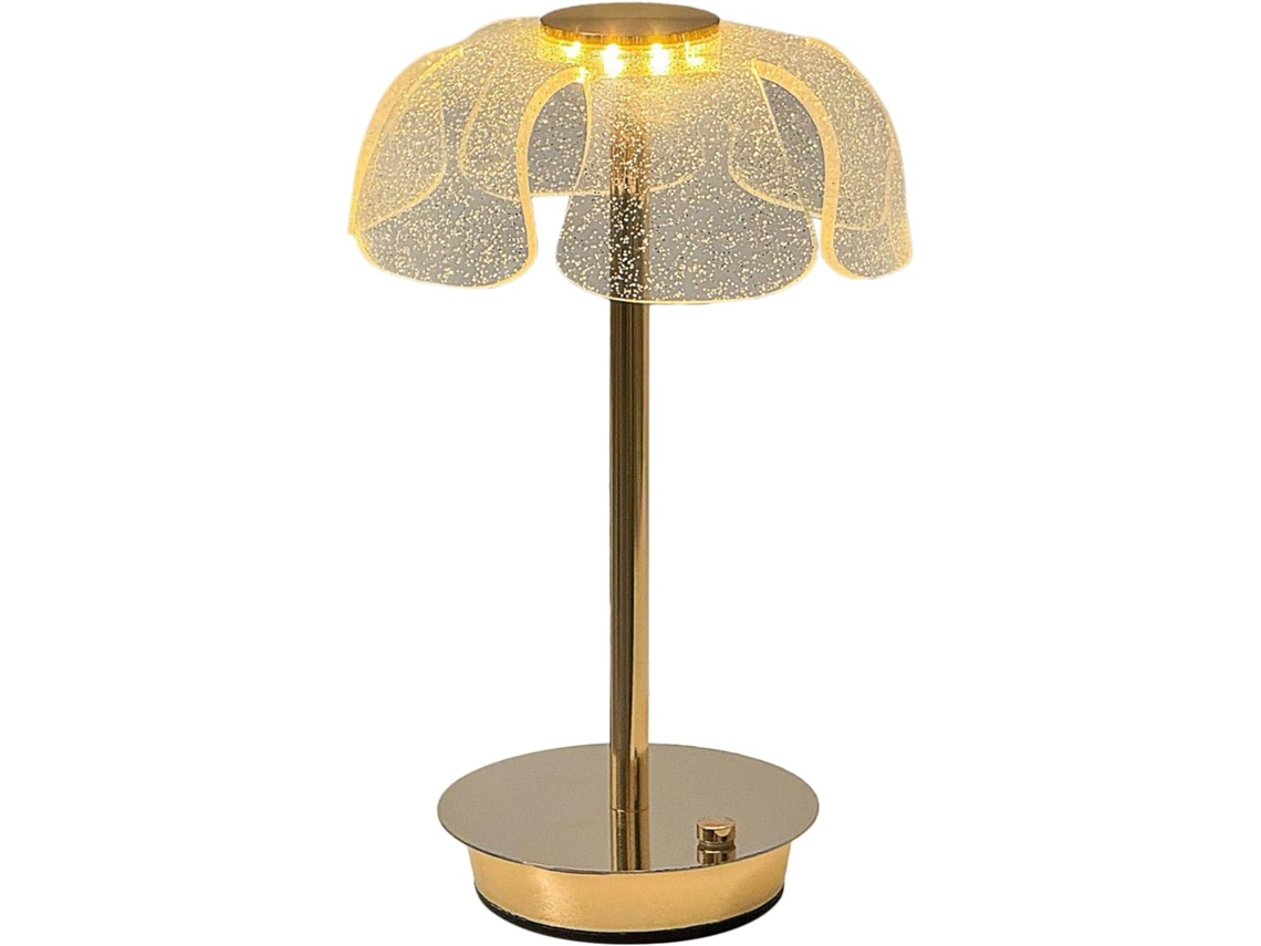 Luminária De Mesa Recarregável – Abajur Cabeceira Em Formato Flor 20cm Para Uso Noturno, 3 Cores Com Intensidade