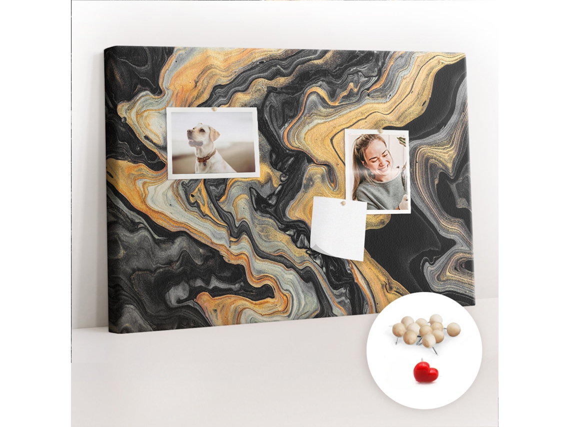 Quadro De Cortiça Mármore Dourado Para O Quarto Das Crianças Espelharte (60x40 Cm)