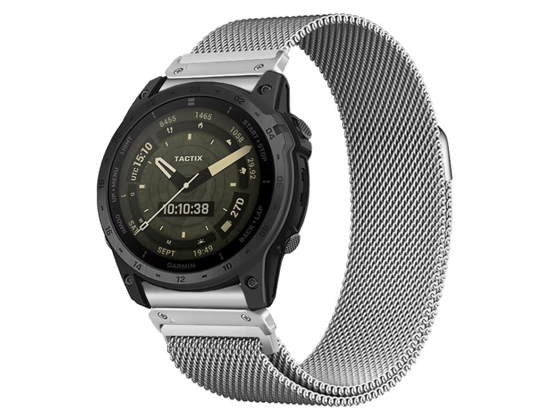 Bracelete para Garmin forerunner 35 / 30 / 35j couro vegano preto com estampa de tubarão e fivela dourada XIAOMOYU