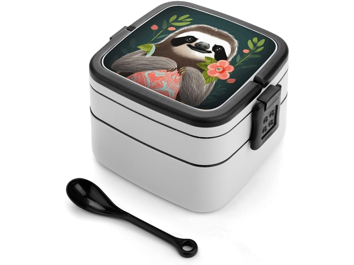 Marmita Bento Fofa De Camada Dupla Com Design Minimalista Moderno, Empilhável, À Prova De Vazamentos, Formato Retangular