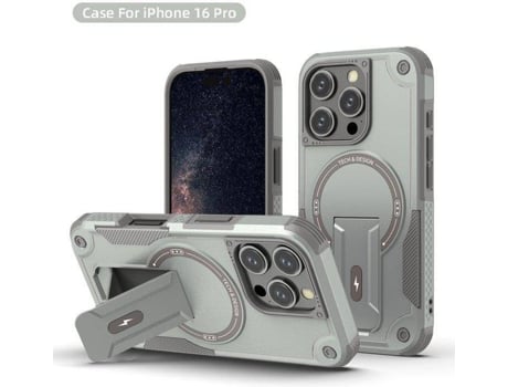 Capa Magsafe Iphone 16 Pro Com Suporte, Carregamento Sem Fio, Proteção Antichoque, Dupla Camada Pctpu E Cantos Reforçados