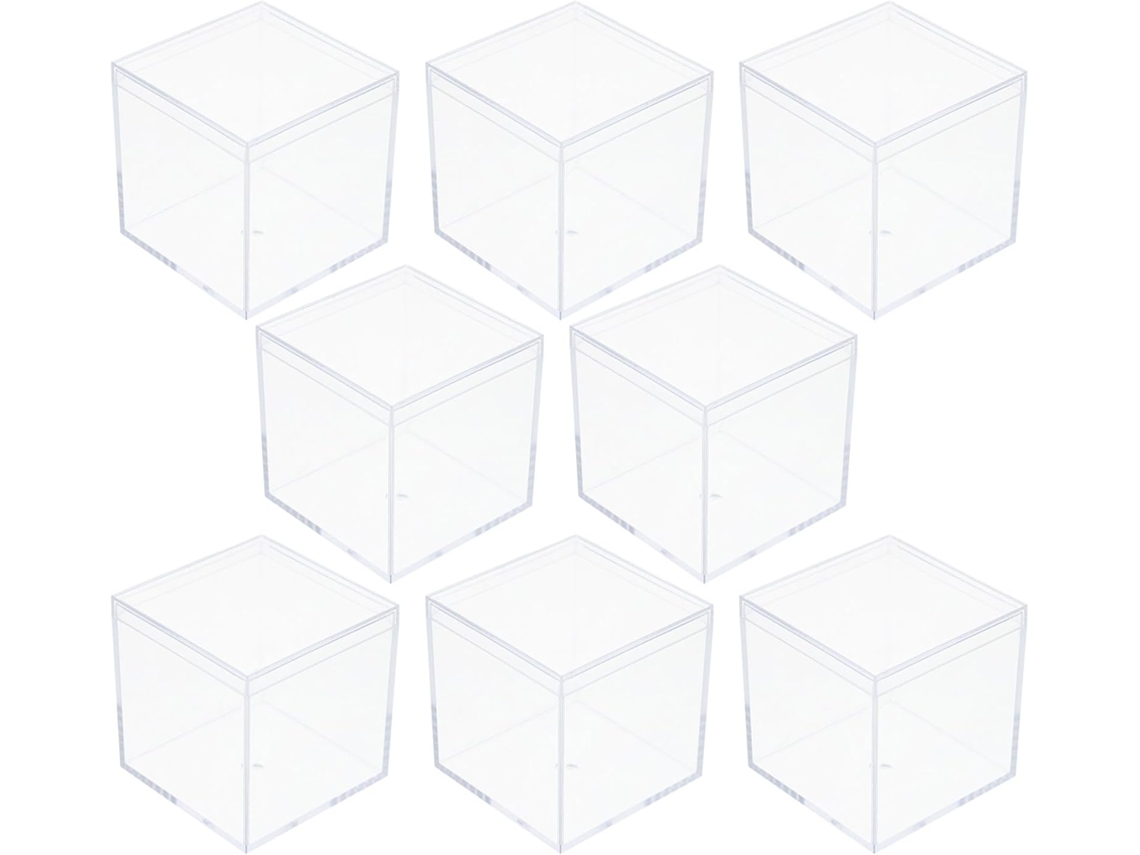 Conjunto De 8 Caixas De Joias De Plástico Transparente Com Tampas.