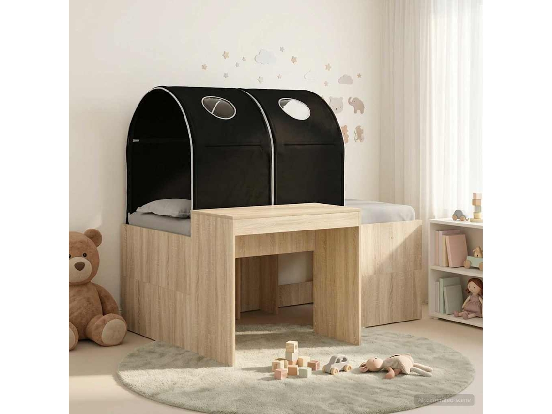 Vidaxl Cama Com Túnel 3 Unid. Carvalho Sonoma E Preto