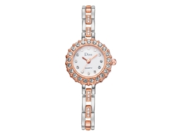 Relógio de Pulso Feminino de Quartzo com Pulseira de Liga Elegante Rosa Dourado+prata