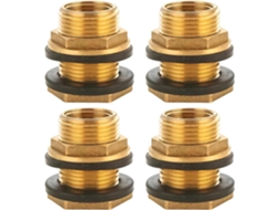 Conjunto De 4 Conexões Latão Para Anteparo, Rosca Externa 3/4" E