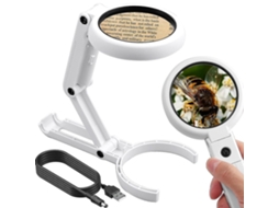Lupa Dobrável Profissional 2 Em 1 Com 8 Luzes Led, Perfeita Para Leitura E Costura. Aquaforge