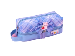 Estuche De Lápices Grande Capacidad Con Capas Y Moño Para Niñas Escolar Oxford Cloth Azul