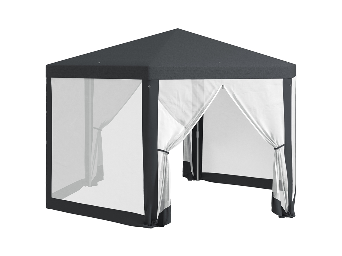 Pavilhão do Jardim. com 6 Cantos. Cortinas de Malha. Estrutura de Metal. 3,94x3,412x2,5m. Cinza Escuro Ge