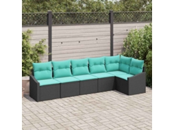 Vidaxl Conjunto De Sofás 6 Unid. Preto Vime Pe