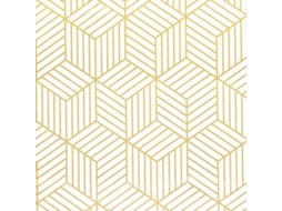 Papel De Parede Autoadesivo Listras Geométricas Hexagonais Dourado Branco 45x500cm