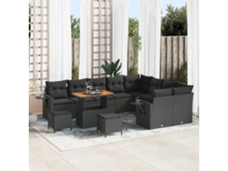 Vidaxl Conjunto De Sofá De Jardim 12 Unid. Preto Vime Pe