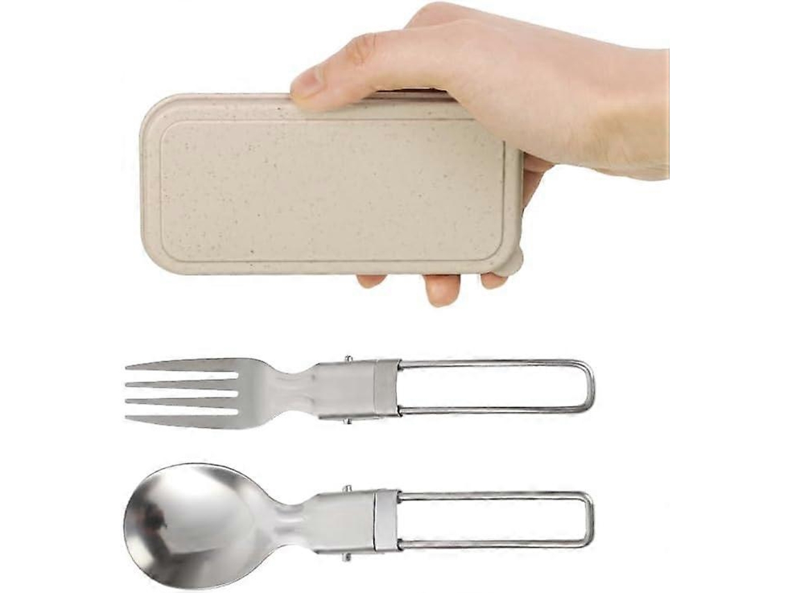 Conjunto De Talheres Para Camping Garfo E Colher Dobráveis ​​de Aço Inoxidável 304 Com Caixa De Armazenamento Para Viagens E Caminhadas. Olysi Shop