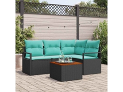 Vidaxl Conjunto De Sofá De Jardim 5 Unid. Preto Vime Pe