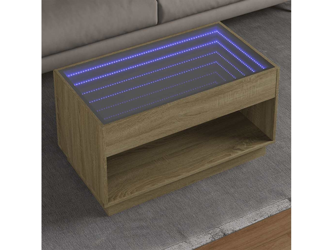 Vidaxl Mesa De Centro Luzes Led Infinity 90x50x50 Cm Carvalho Sonoma
