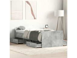 Estrutura de Cama com Painéis de Cabeceira e Pés Cinza Cimento MAISON EXCLUSIVE