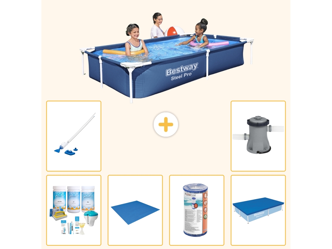 Bestway Piscina Bestway Steel Pro Retangular - 221x150x43 Cm - 7-peças S22213