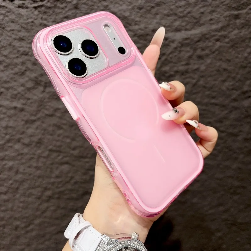 Capa De Celular Ultrafina E Macia Com Textura Ondulada Fosca (iphone 13 Rosa), Em Silicone Transparente.