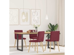 Vidaxl Cadeiras De Jantar 4 Pcs Tecido Vermelho Tinto