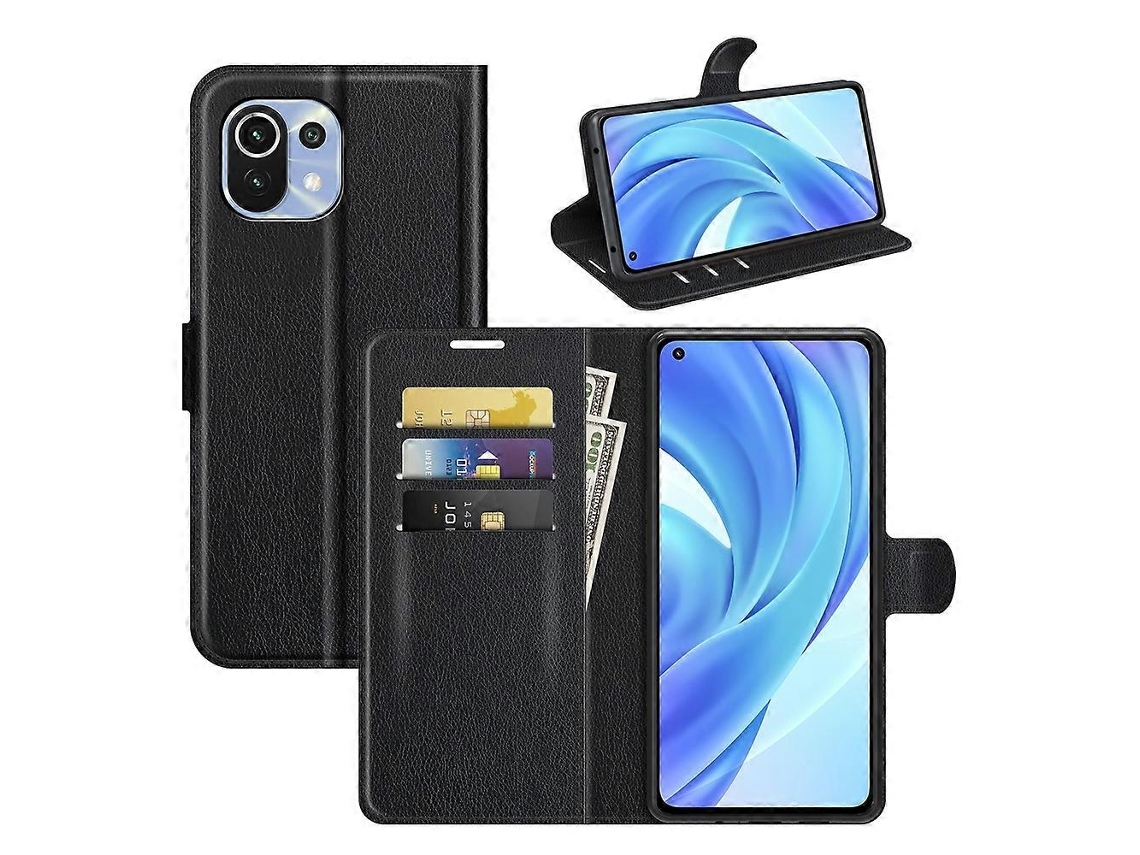 Capa Protetora Horizontal Com Textura De Lichia Para Xiaomi Mi 11 Lite, Com Suporte, Compartimentos Para Cartões E Carteira (verde).
