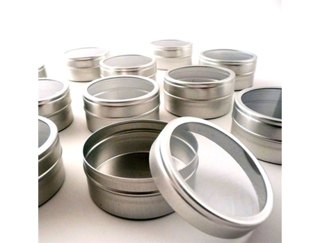 30 caixas metálicas com tampa transparente 5,3 cm TOGA