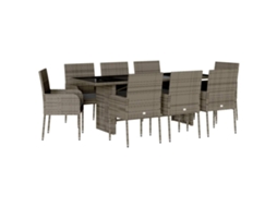Conjunto de 9 Jantar para Jardim com Almofadões Vime Pe Cinza MAISON EXCLUSIVE