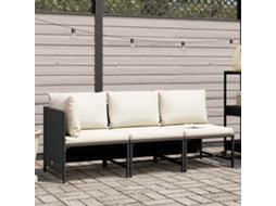 Maison Exclusive - 3 Pcs Conjunto Sofás De Jardim Com Almofadões Vime Pe Preto